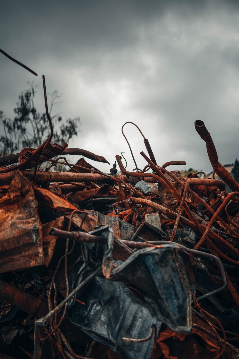 a pile of rusted scrap